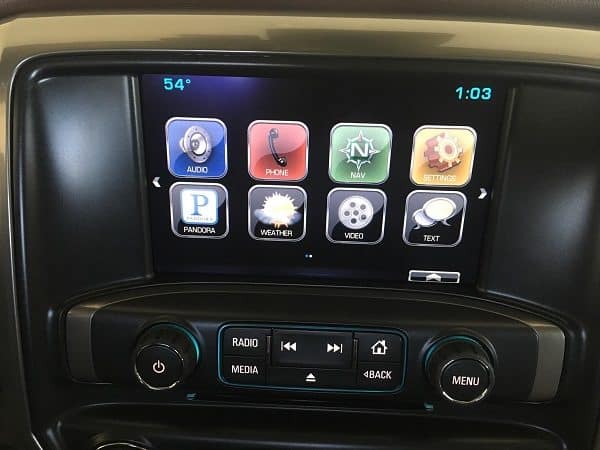 chevy silverado inch screen menu