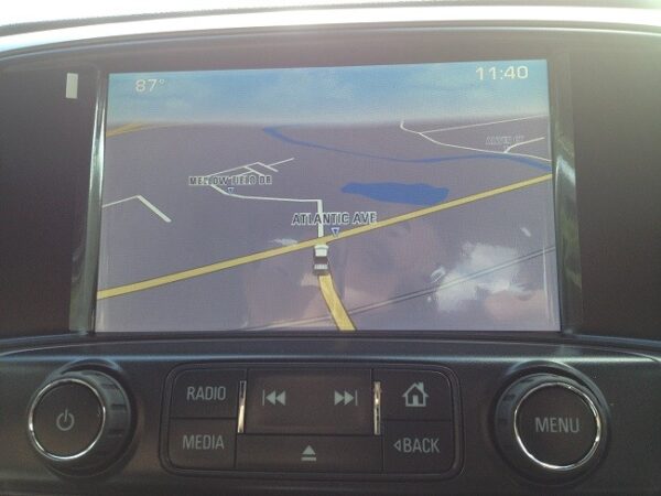 GMC Navigation screen showing factory GPS map